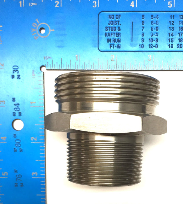 Unbranded 2"-11 x 2-1/2"-8 Stainless Steel Male Threaded Joint Coupler NOS