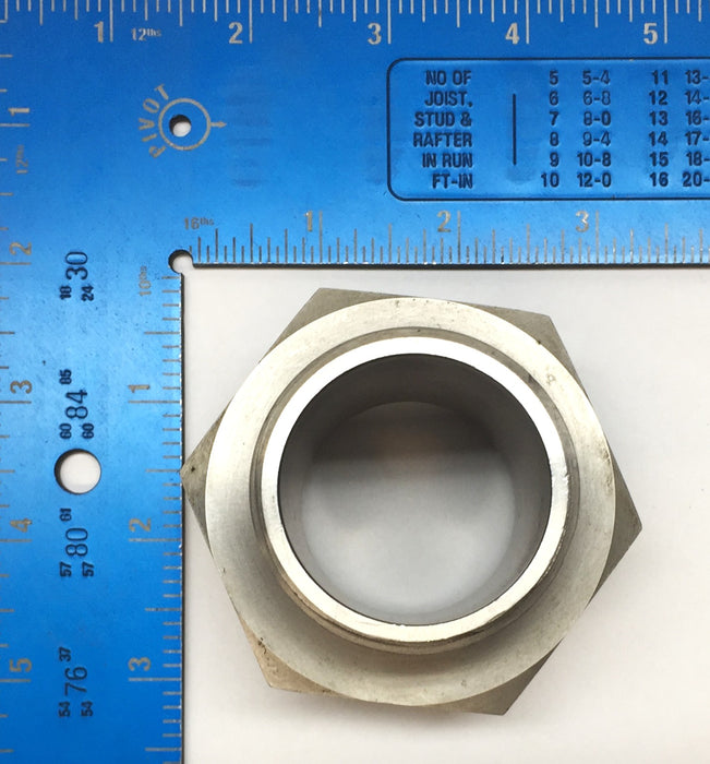 Unbranded 2"-11 x 2-1/2"-8 Stainless Steel Male Threaded Joint Coupler NOS