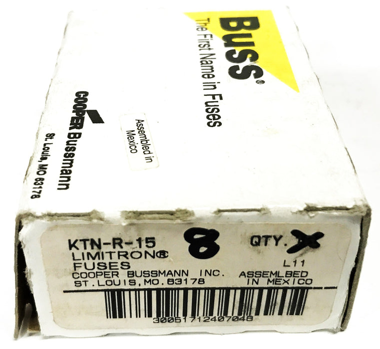 Cooper Bussmann Limitron 15 Amp Buses KTN-R-15 [Lot of 8] NOS