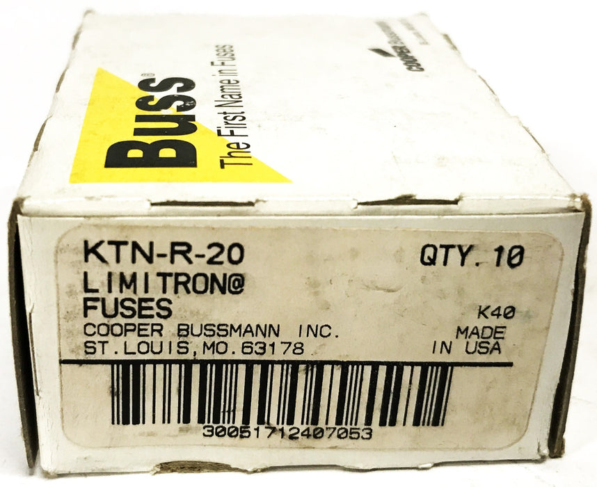 Cooper Bussmann Limitron 20 Amp Buses KTN-R-20 [Lot of 10] NOS