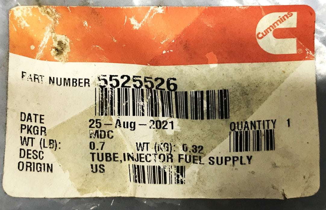 Cummins Fuel Injector Supply Line 5525526 NOS