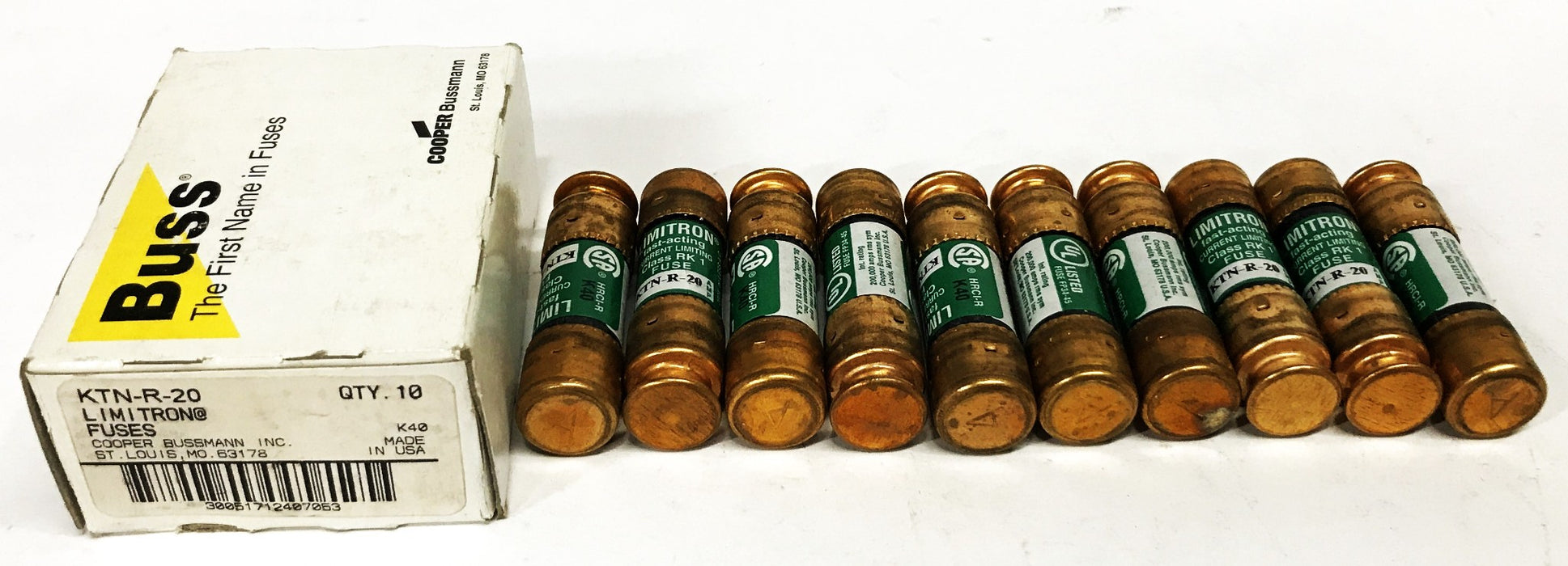 Cooper Bussmann Limitron 20 Amp Buses KTN-R-20 [Lot of 10] NOS