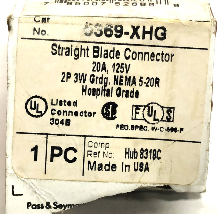Legrand Pass & Seymour 20A 125V 2P 3W Straight Blade Connector 5369-XHG NOS