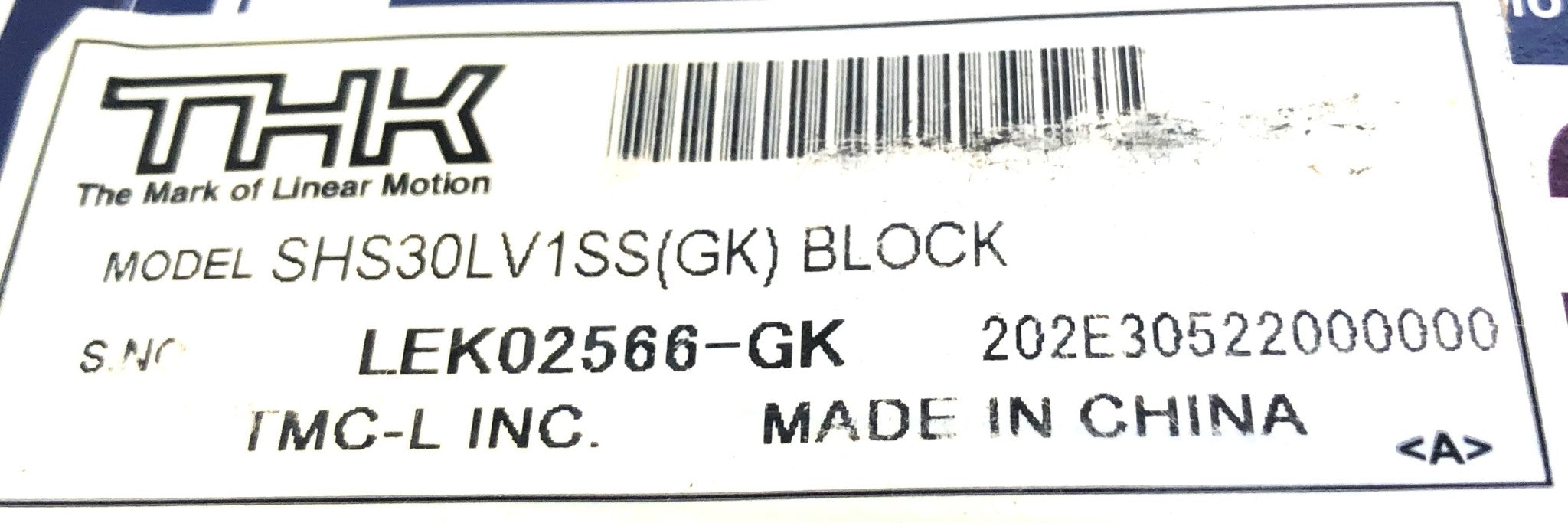 THK GK Linear Rail Bearing Block SHS30LV1SS (SHS-30) NOS