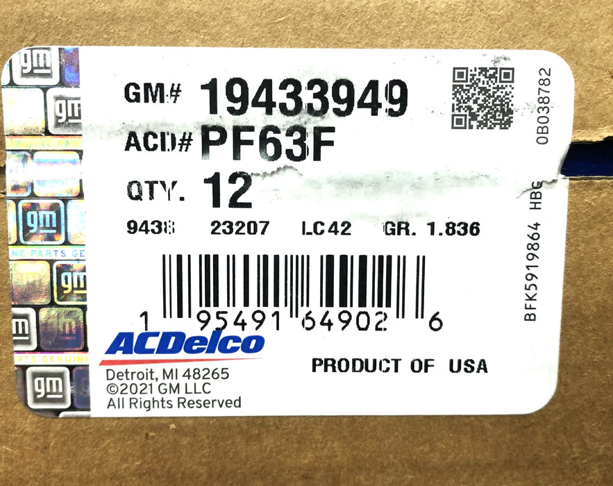 AC Delco Box Of 12 Filter PF63F NOS