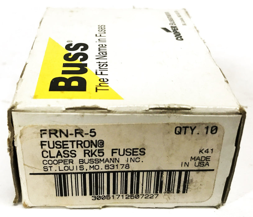 Cooper Bussmann Fusetron 5 Amp Fuses FRN-R-5 [Lot of 10] NOS