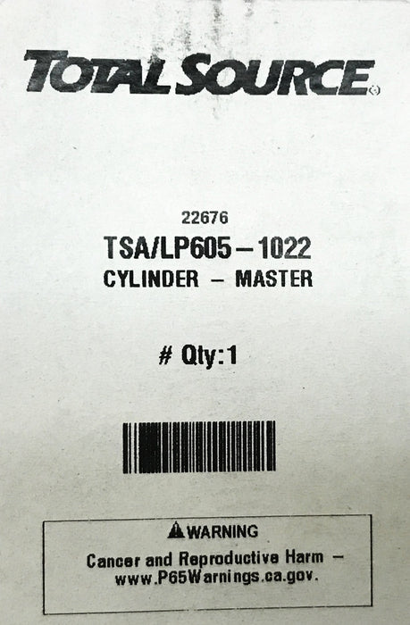 Total Source Forklift Master Cylinder LP605-1022 NOS
