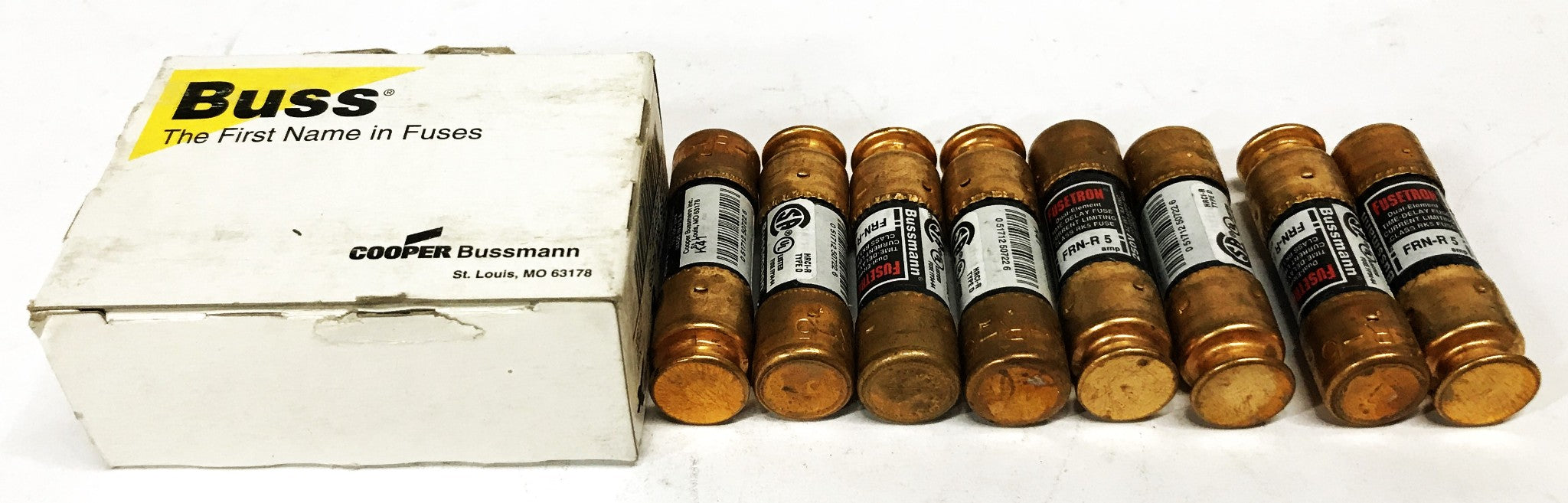 Cooper Bussmann Fusetron 5 Amp Fuses FRN-R-5 [Lot of 8] NOS