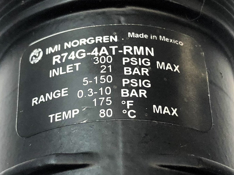 IMI Norgren Pneumatic Pressure Regulator R74G-4AT-RMN USED