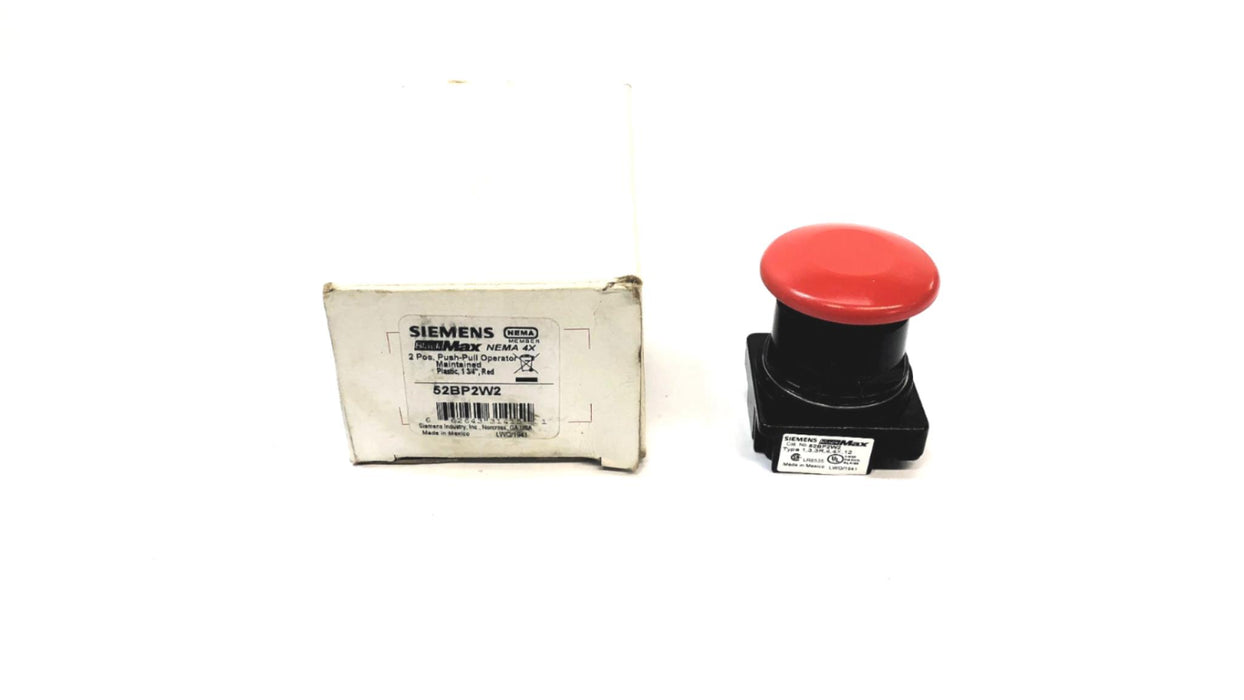 Siemens 1-3/4" 2 Position Push-Pull Operator Switch 52BP2W2 NOS