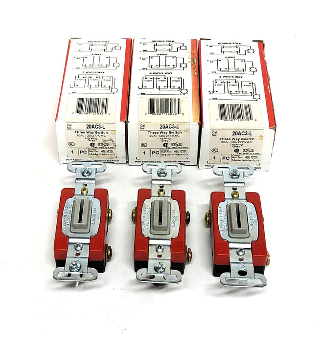 Legrand Pass & Seymour 20A 120-277VAC 3-Way Locking Switch 20AC3-L [Lot of 3]NOS
