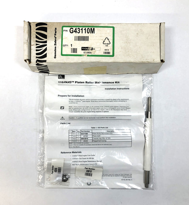 Zebra Platen Roller Maintenance Kit G43110M NOS