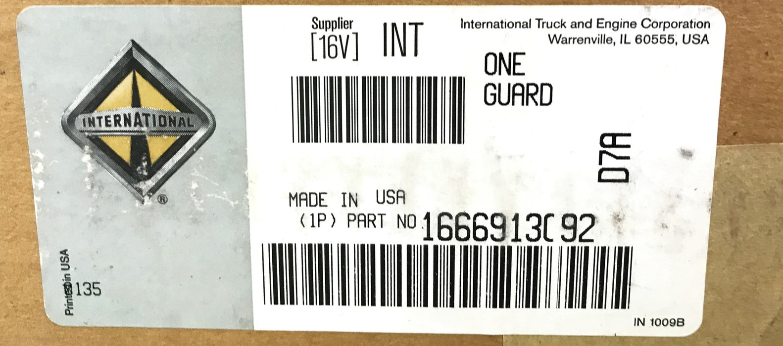 International Splash Guard Assembly 1666913C92 NOS