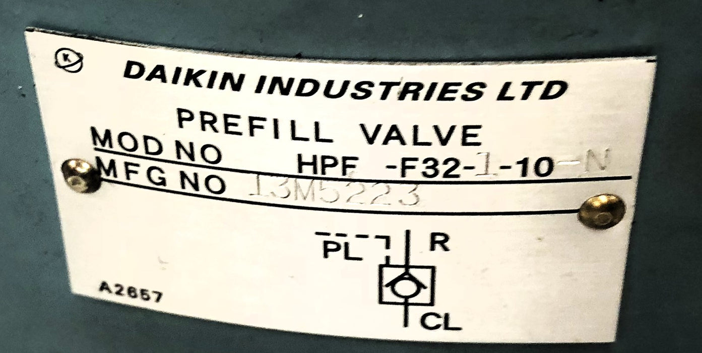 Daikin Prefill Valve HPF-F32-1-10-N NOS