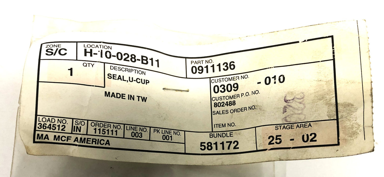 Unbranded U-Cup Seal For Caterpillar 0911136 [Lot of 2] NOS