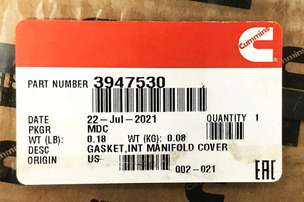 Cummins Intake Manifold Gasket 3947530 [Lot of 4] NOS
