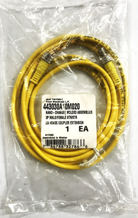Brad Harrison Woodhead Male/Female Cordset Cable 443030A-10M020 NOS