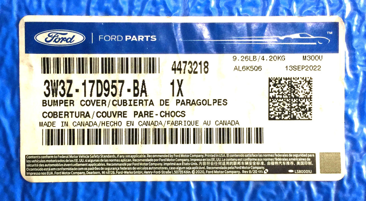 Ford Bumper Cover 3W3Z-17D957-BA (3W3Z17D957BA) NOS FREIGHT