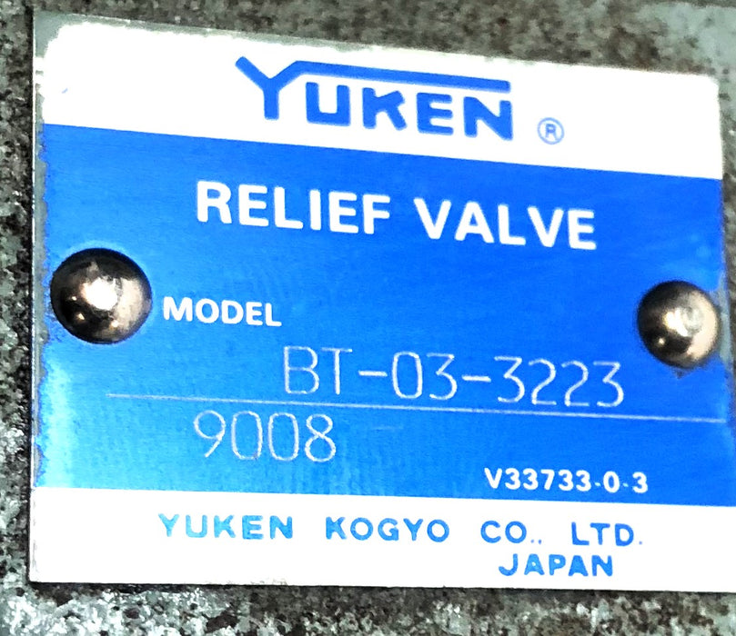 Yuken Relief Valve BT-03-3223 NOS