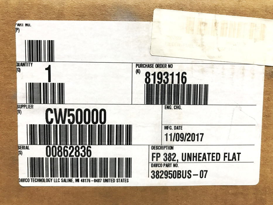 Davco FP382 Unheated Diesel Fuel Filter/Water Separator 382950BUS-07 NOS