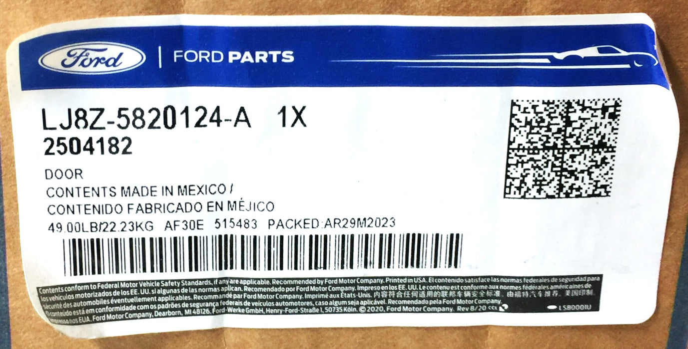 Ford Front Door Assembly LJ8Z-5820124-A (LJ8Z5820124A) NOS FREIGHT