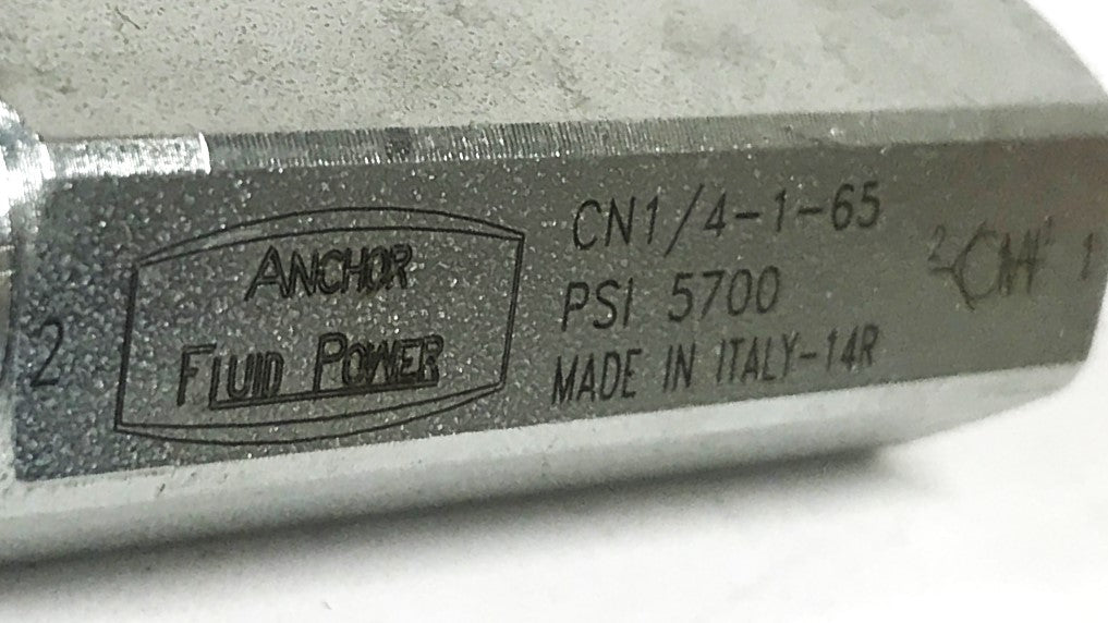 Anchor Fluid Power 1/4 inch Inline Check Valve CN1/4-1-65 NOS