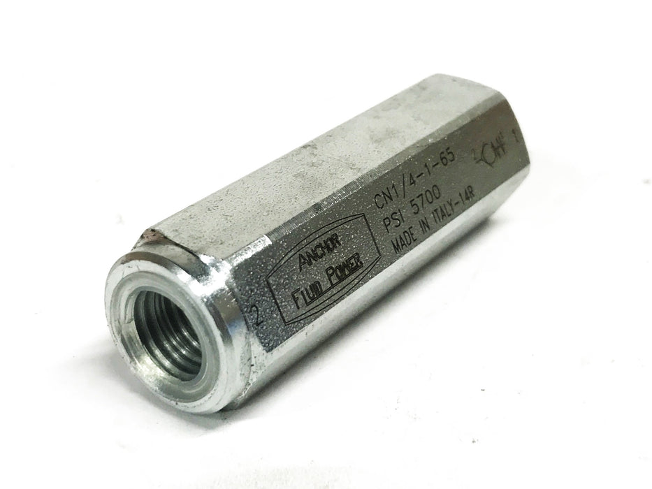 Anchor Fluid Power 1/4 inch Inline Check Valve CN1/4-1-65 NOS