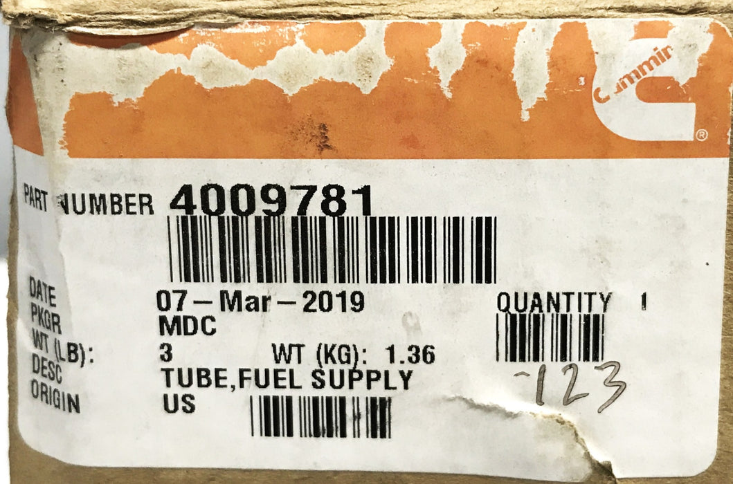 Cummins Fuel Supply Tube Assembly 4009781 NOS