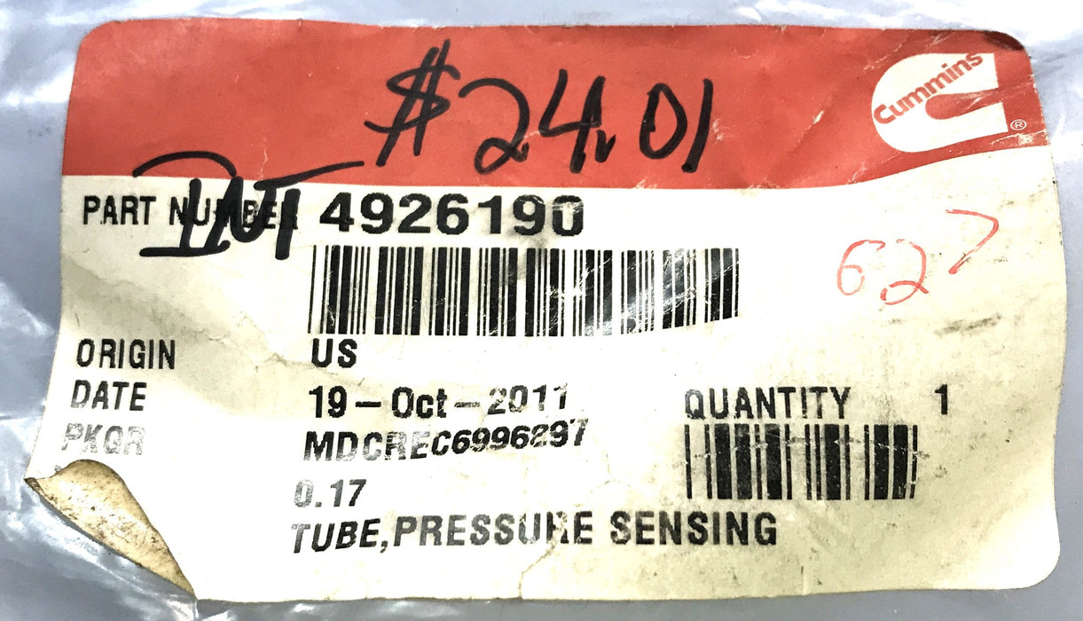 Cummins Engine Pressure Sensing Tube 4926190 NOS