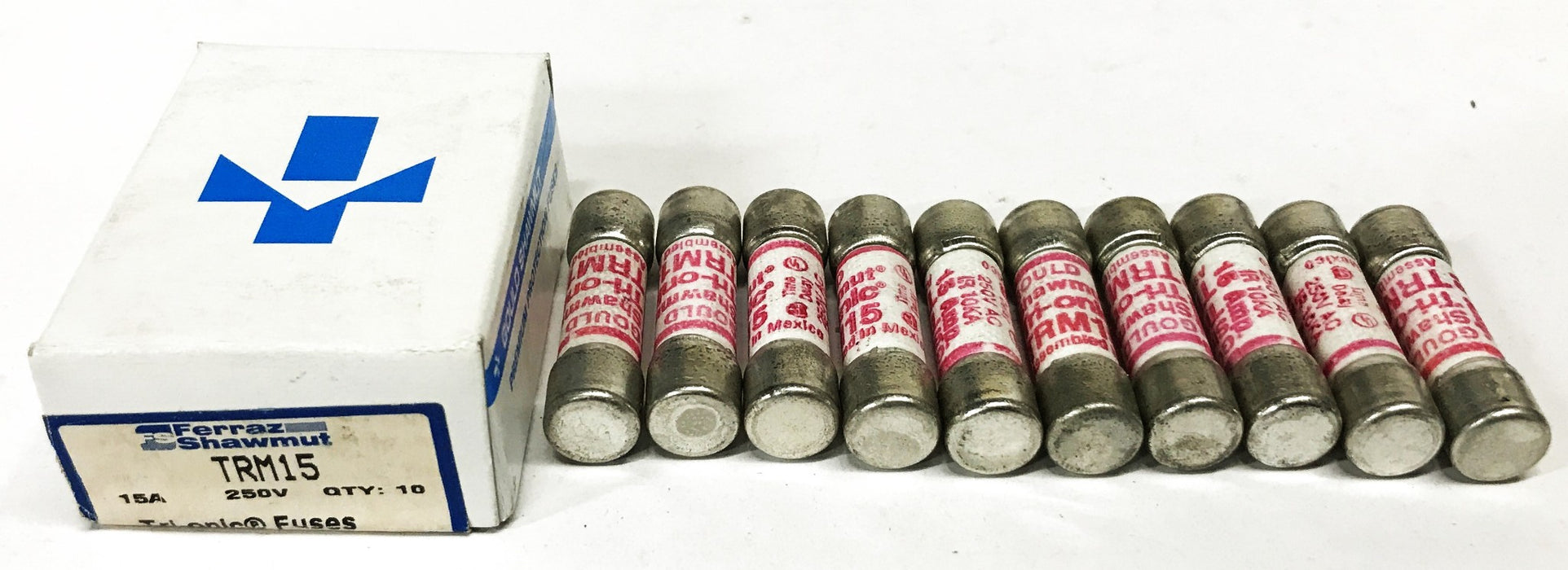 Ferraz Shawmut 15 Amp 250 Volt Time Delay Midget Fuse TRM15 [Lot of 10] NOS
