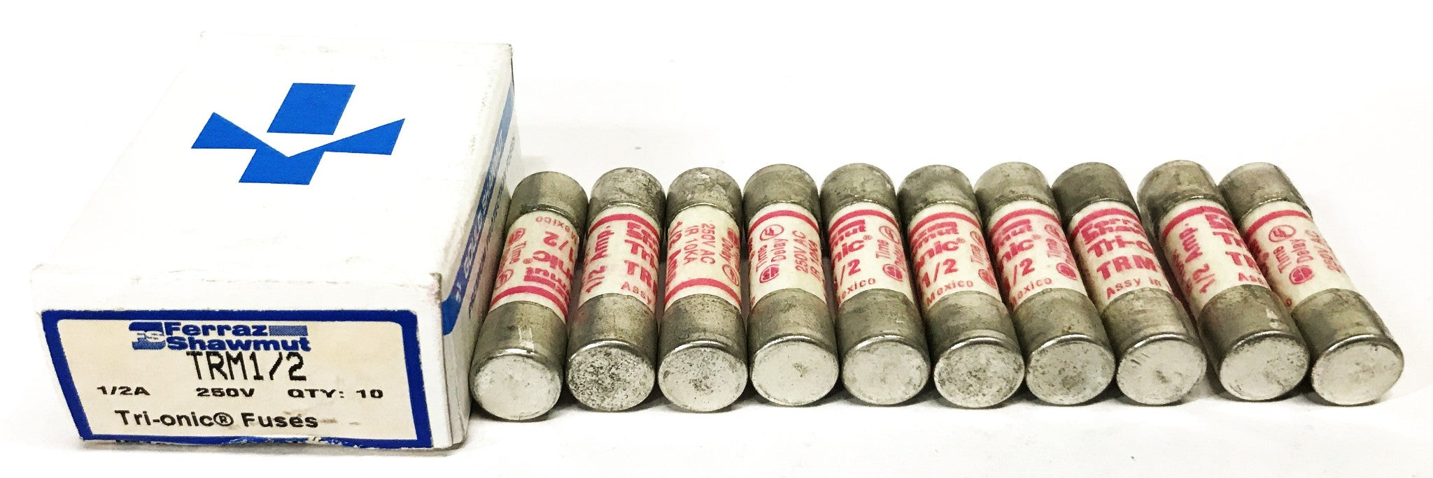 Ferraz Shawmut 1/2 Amp 250 Volt Time Delay Midget Fuse TRM1/2 [Lot of 10] NOS