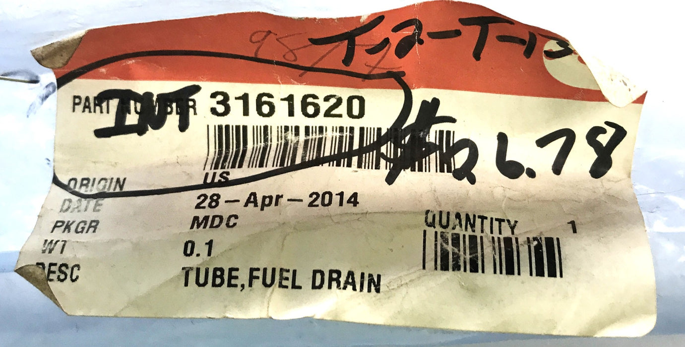 Cummins Fuel Drain Tube 3161620 NOS