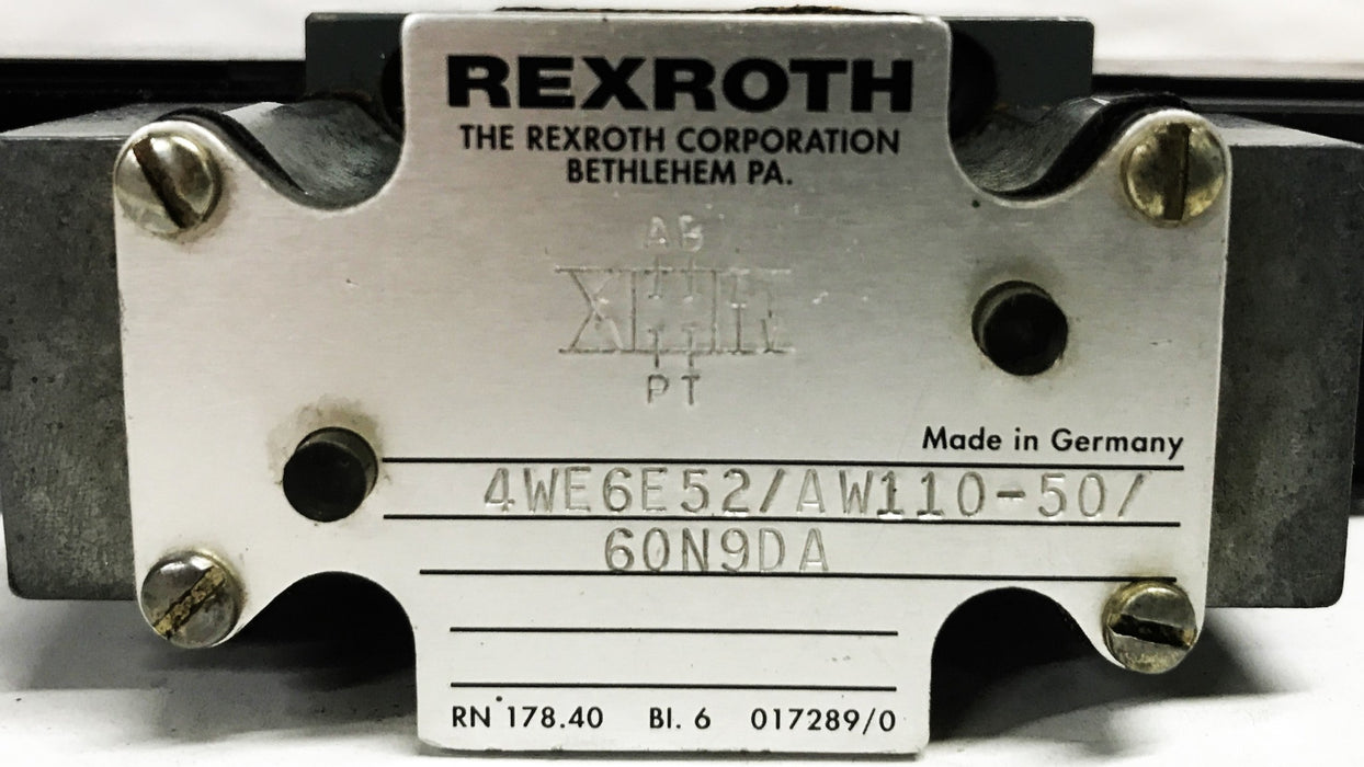 Rexroth Directional Solenoid Valve Assembly 4WE6E52/AW110-50/60N9DA USED