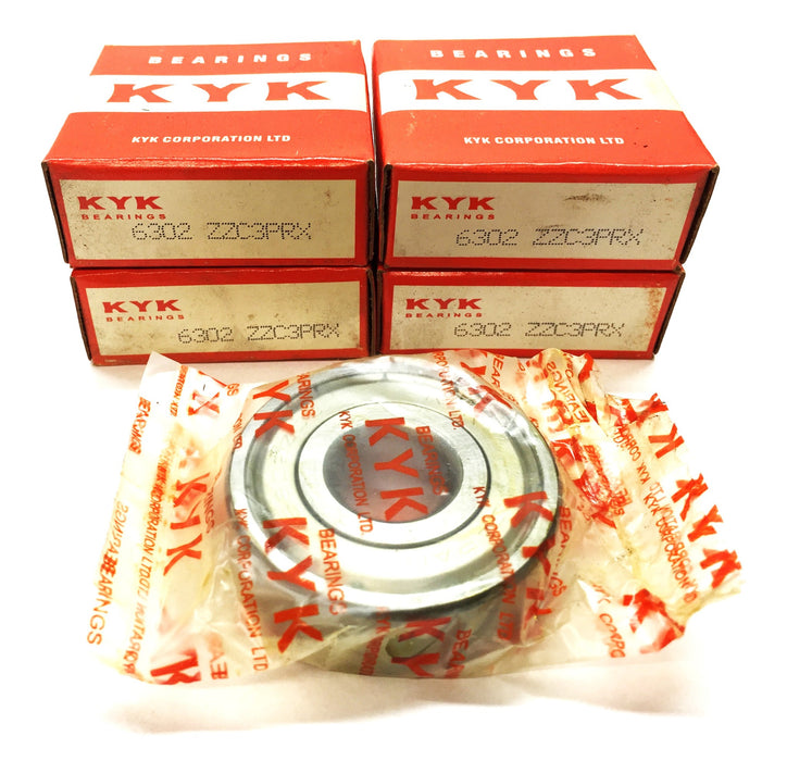 KYK Metal Shielded Ball Bearing 6302ZZC3PRX [Lot of 4] NOS