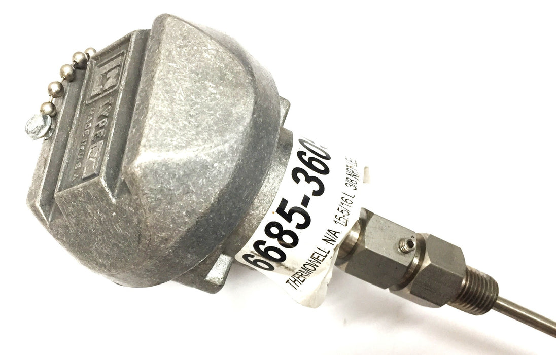 Leeds & Northrup Thermowell 15-5/16 L 3/8" NPT 6685360536 (IR17-0975) NOS