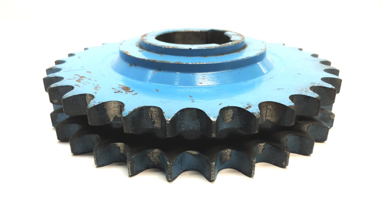 Unbranded 30 Tooth Double Row Double Keyway Sprocket RS60-30 USED