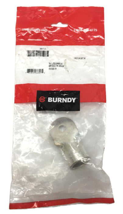 Burndy Tin Plated Copper Lug Wire Range:300-350kcmi Stud Size: 3/8 30XT13 NOS