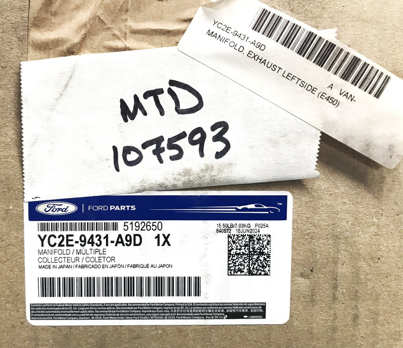 Ford OEM Passenger's Side Exhaust Manifold YC2E-9431-A9D NOS