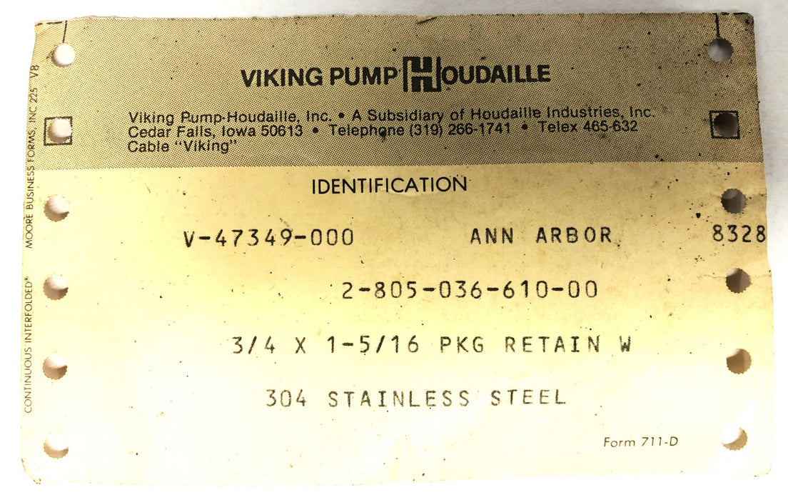 Viking Pump 3/4X1-15/16 Retain Washer 2-805-036-610-00 [Lot of 2] NOS