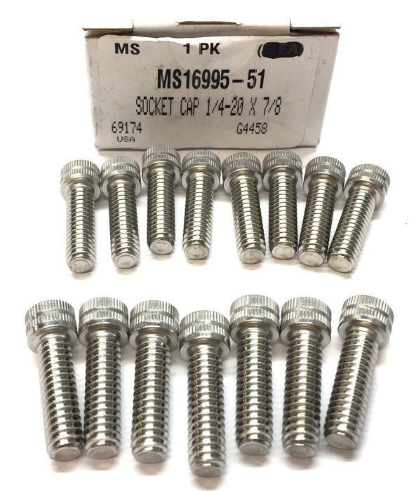 Military Standard Socket Cap 1/4-20 x 7/8" MS16995-51 [Lot of 15] NOS