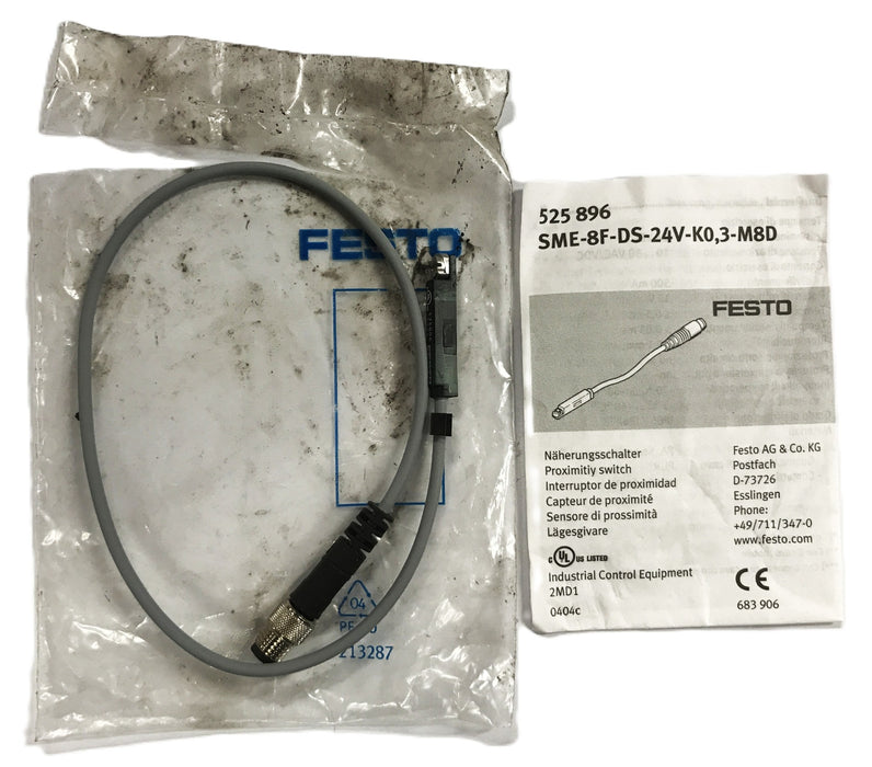 Festo 525-896 Proximity Sensor SME-8F-DS-24V-KO,3-M8D NOS
