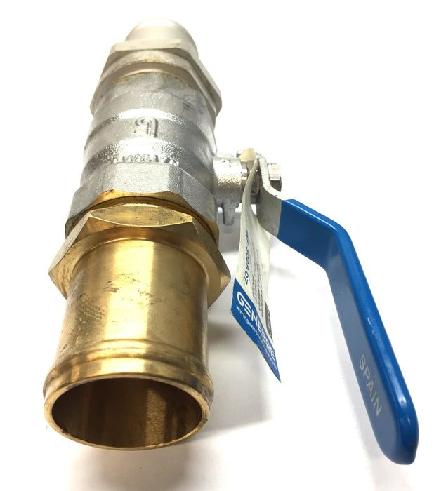 Genebre 1-1/4" Ball Valve with Brass Inlet/Aluminum Outlet PN25 (CW617N) NOS