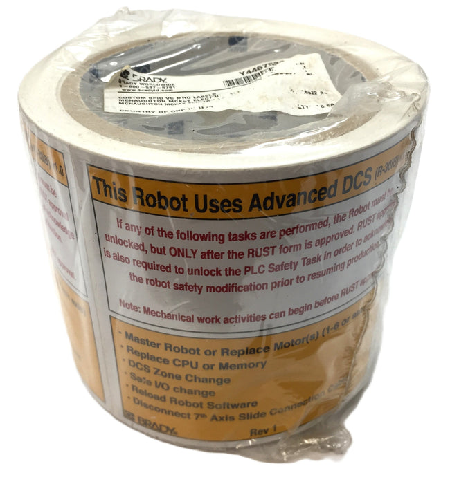 Brady Custom SFID VC MRO Label for Fanuc R-30iB 'Advanced DCS' Roll (100pcs) NOS