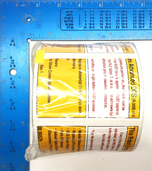 Brady Custom SFID VC MRO Label for Fanuc R-30iB 'Advanced DCS' Roll (100pcs) NOS