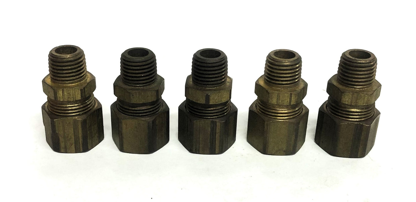 Unbranded 1/2 Inch OD Straight Tube Fitting 1/4 NPT [Lot of 5] NOS