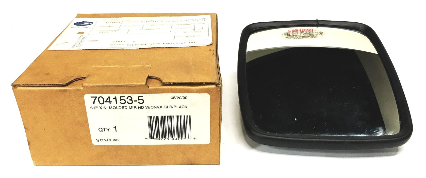 Velvac 6-1/2 inch X 6 inch Plastic Convex Glass Mirror 704153-5 [Lot of 2] NOS