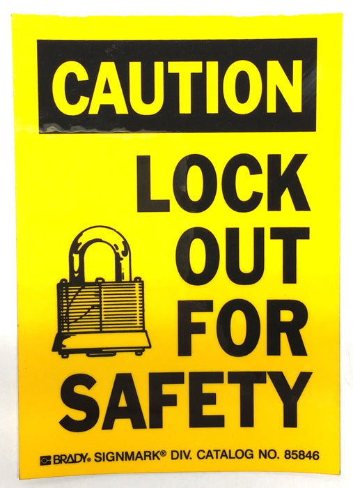 Brady 3.5" x 5" Lockout Sticker 'CAUTION LOCK OUT FOR...' 85846 [Lot of 10] NOS