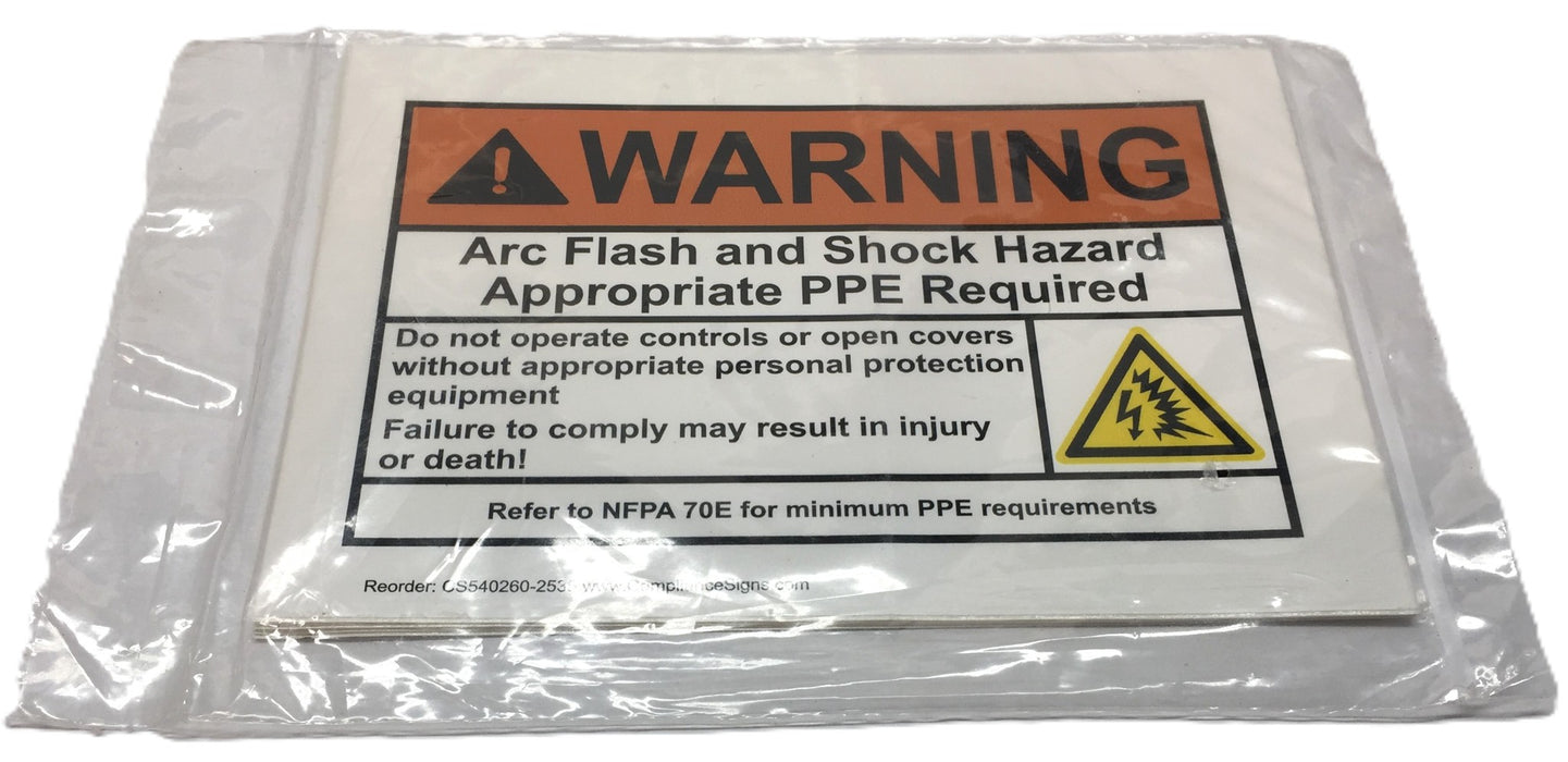 Compliance Signs 'WARNING Arc Flash and'...Sticker CS540260-2535 Pack (4pcs) NOS