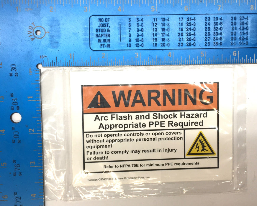 Compliance Signs 'WARNING Arc Flash and'...Sticker CS540260-2535 Pack (4pcs) NOS