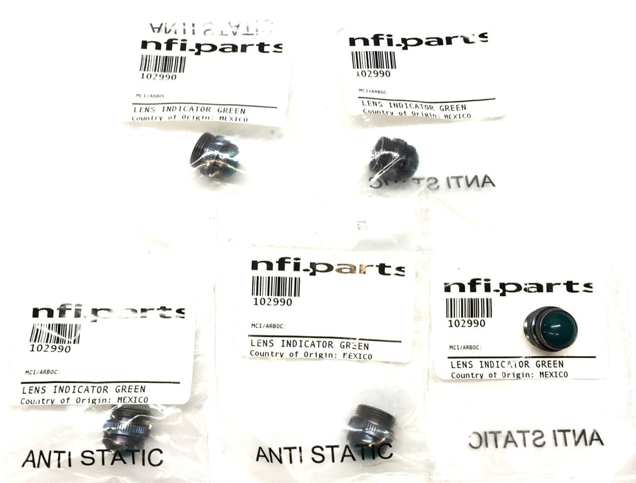 NFI Parts Green Lens Cap Panel Mount with Threaded Base 102990 [Lot of 5] NOS